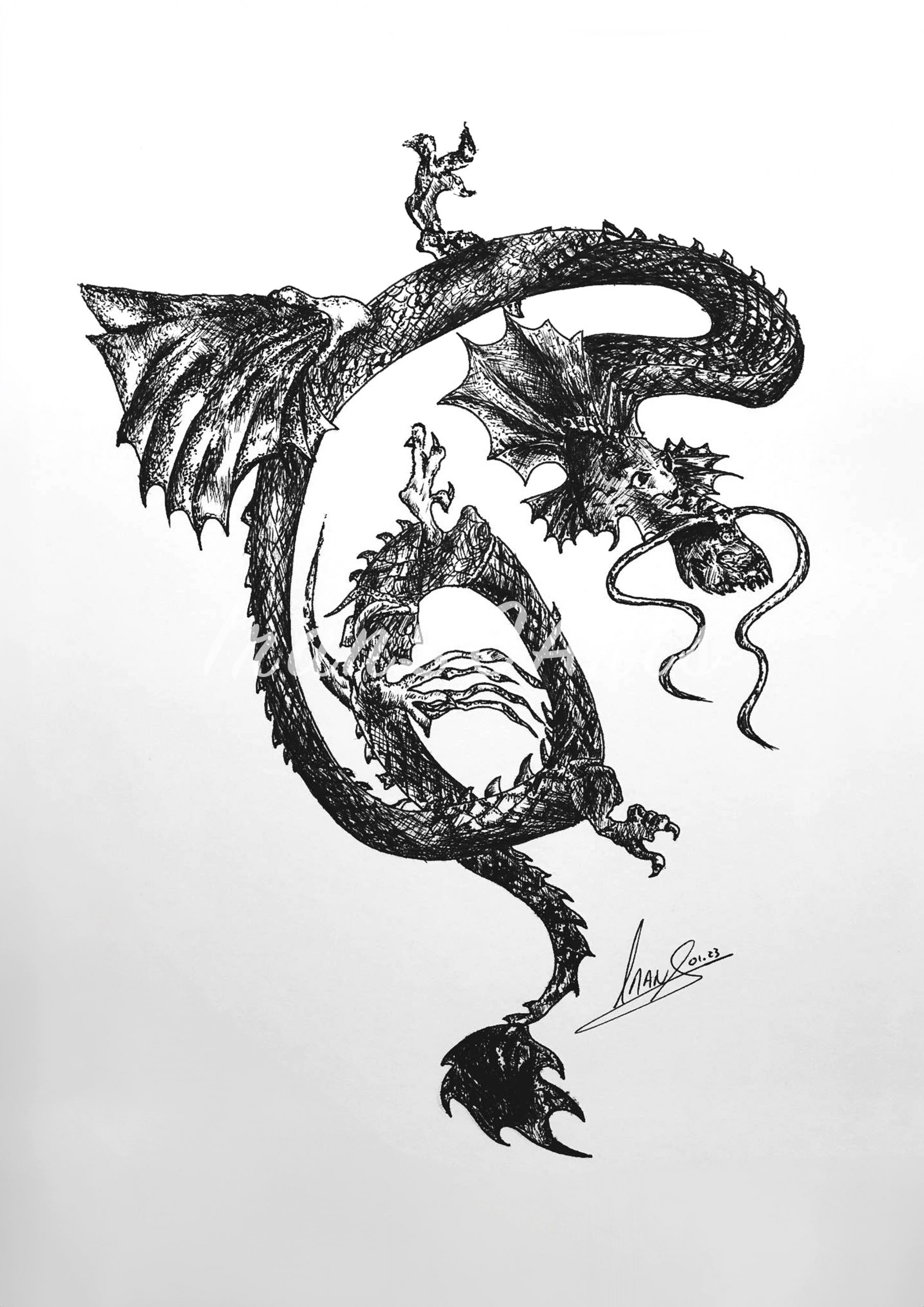Gabrielle's Dragon B/W