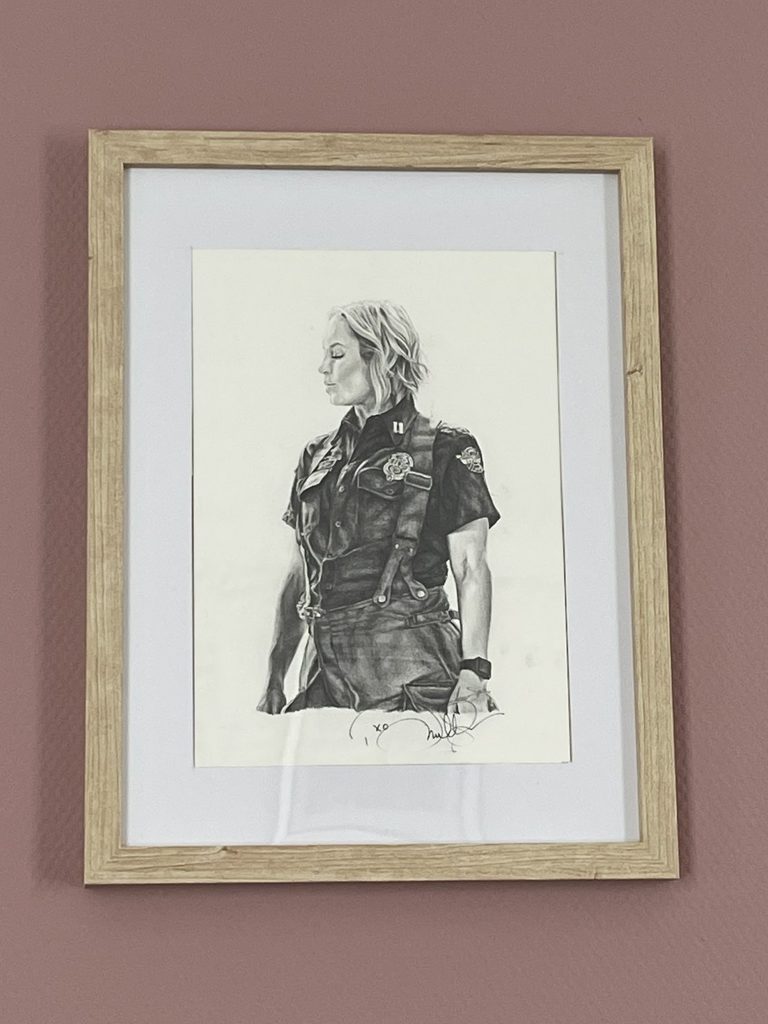 Handmade graphite portrait commissioned by a client, beautifully framed and ready for display.