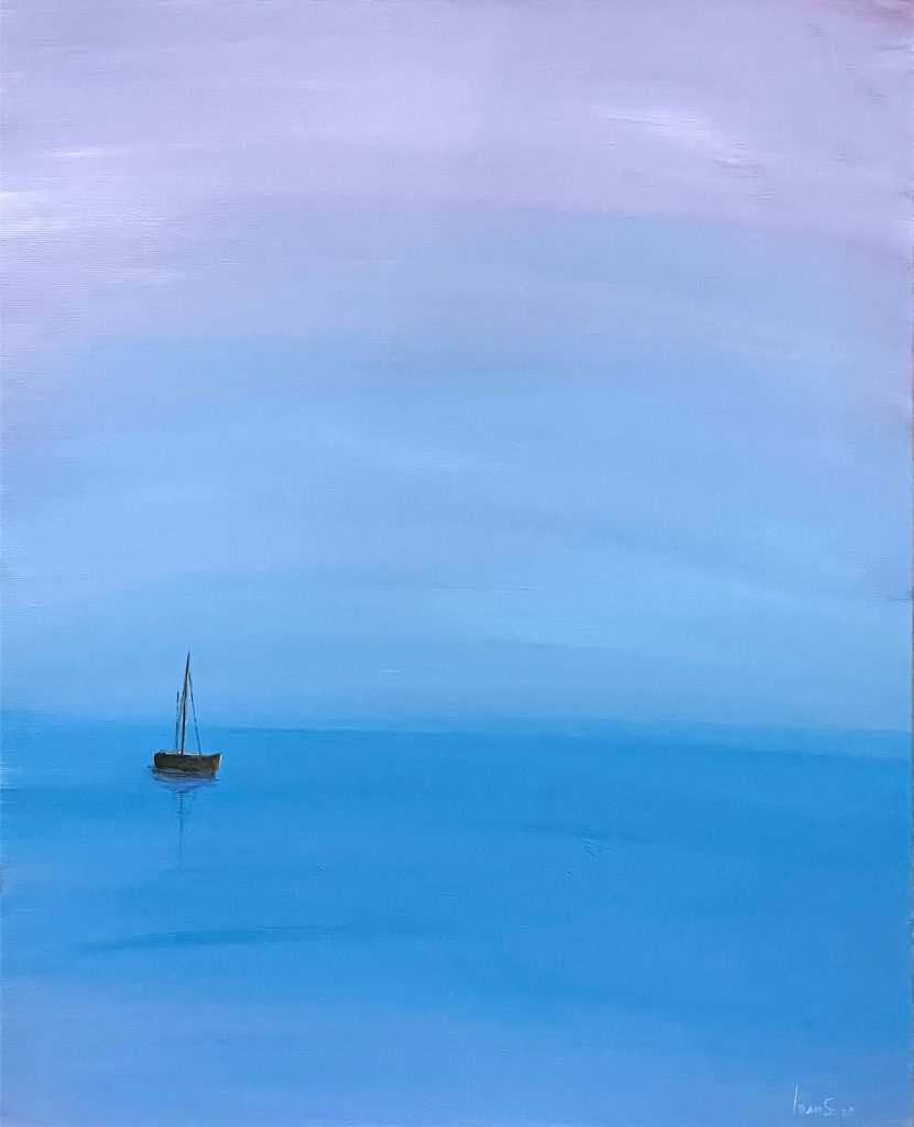 Blue Silence – Acrylic and oil on canvas 40x50cm – IranSCArts Heidelberg