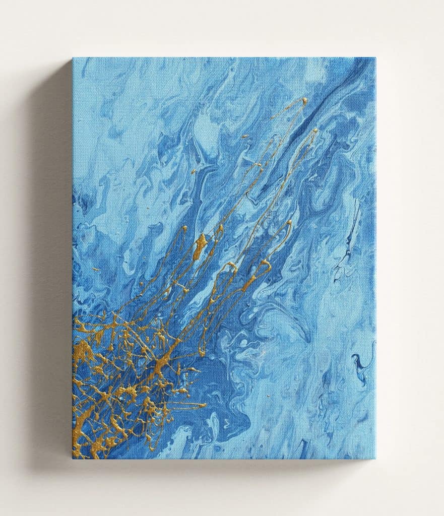 Golden Currents – Acrylic and oil on canvas 24x30cm – IranSCArts Heidelberg