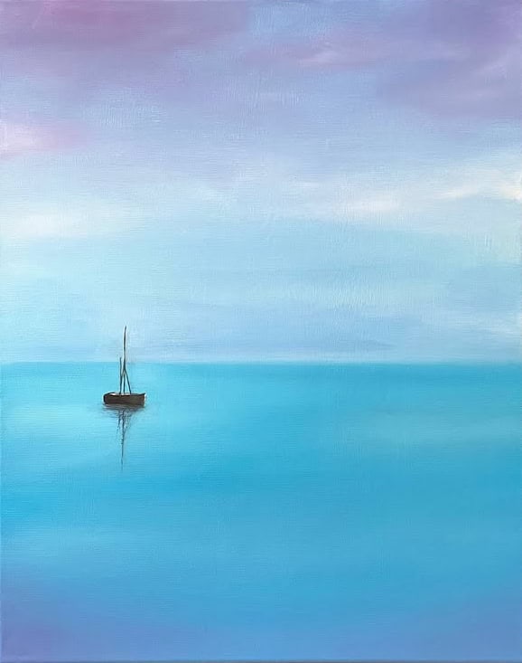 Blue Silence No. 2 – Acrylic and oil on canvas 40x50cm – IranSCArts Heidelberg