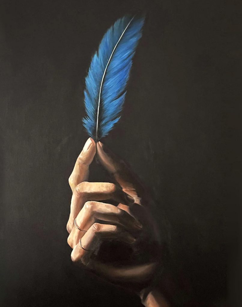 Blue Bird – Acrylic and oil on canvas 50x60cm – IranSCArts Heidelberg