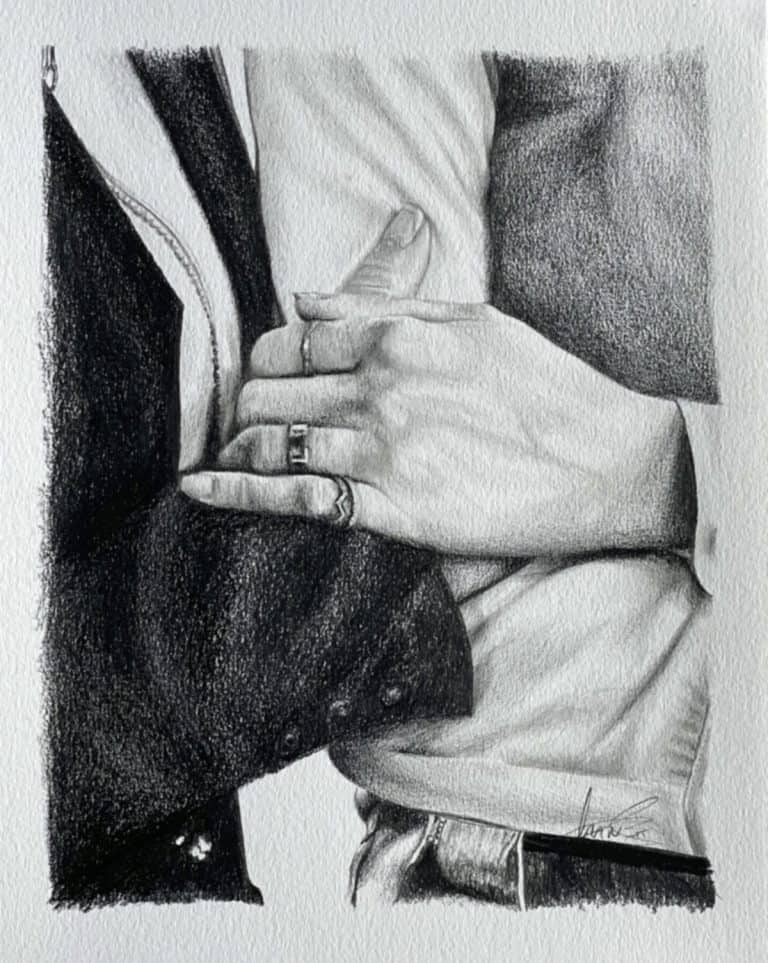 Hands detail portrait commission – Graphite – IranSCArts Heidelberg