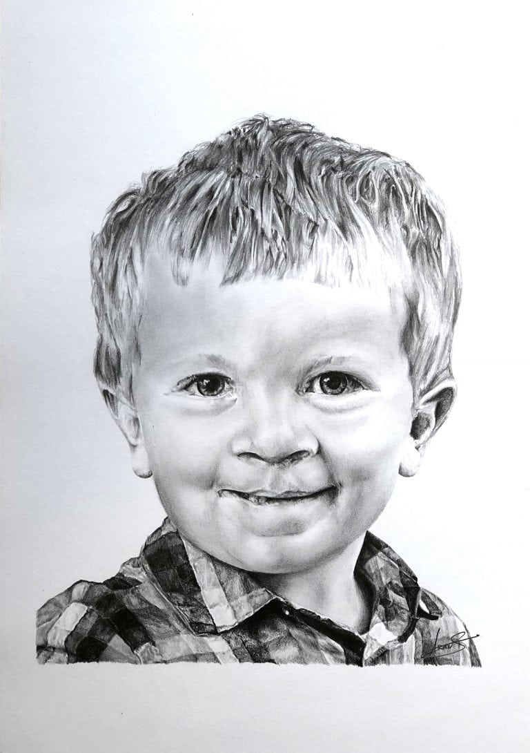 Child portrait commission – Graphite A3 – IranSCArts Heidelberg
