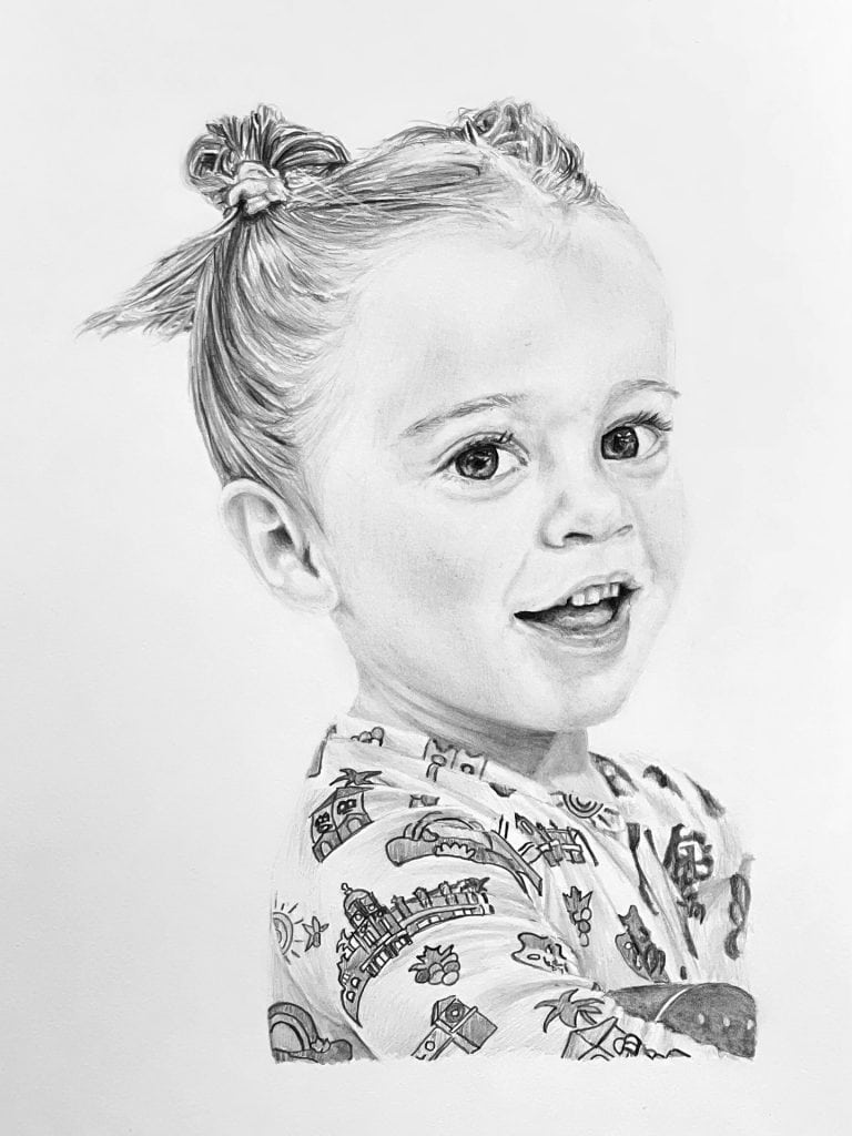 Child portrait commission – Graphite A5 – IranSCArts Heidelberg